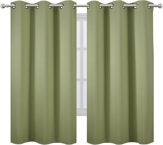 LEMOMO Blackout Curtains 42 x 63 inch/Sage Green Curtains Set of 2 Panels/Thermal Insulated Room Darkening Bedroom Curtains