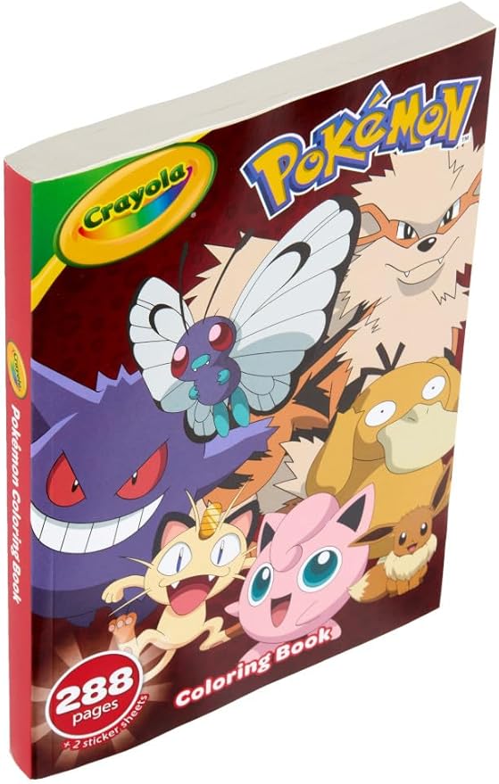 Crayola Giant Pokemon Coloring Book (288 Pages), 2 Sticker Sheets, Coloring Book for Kids & Adults, Travel Activity, Pokemon Gift for Kids, 3+