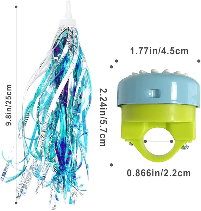 Kids Bike Bell and Streamers for Girls - 1 Pack Flower Bicycle Bell with 2 Pack Bike Streamers for Children's Bike Accessories