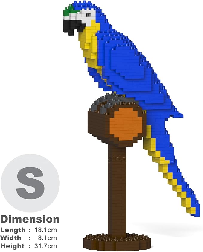 JEKCA Blue-and-Gold Macaw 01S | Parrot Plastic Building Blocks | Age 14+