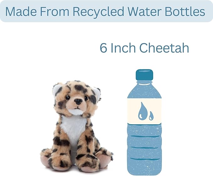 The Petting Zoo Cheetah Stuffed Animal Plushie, Gifts for Kids, Wild Onez Babiez Zoo Animals, Cheetah Plush Toy 6 inches