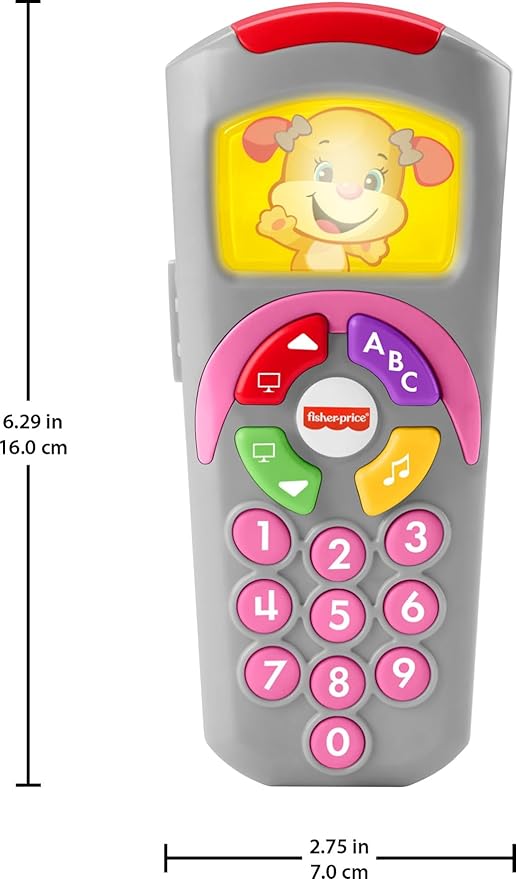 Fisher-Price Baby Learning Toy Laugh & Learn Sis’ Remote Pretend TV Control with Music & Lights for Infants Ages 6+ Months