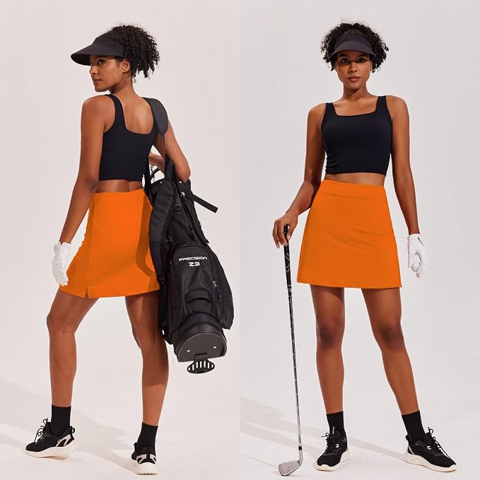 Ekouaer 16" Skorts for Women with Pockets Golf Pickleball Tennis Skirt | Silicone Grippers,2 Inner Pockets,Wide Waist,Side Slit Hem,Breathable,Soft,Lightweight
