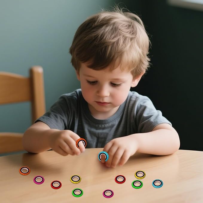 Sensory Toys Fidget Rings for Kids,Finger Spinner Rings,Texture Stress Toys for Kids Autism Calming,Quiet Desk Fidgets for Classroom Anxiety Office for Teens,Pain Stim Stress Relief Sensory Rings(12)
