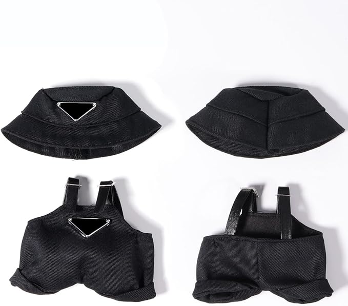 AICase for 17cm Doll Clothes/Outfit,Clothes Set for 17cm Doll,2 Piece Set Hat Clothing,Boys and Girls Stylish Adorable Dolls Clothes Accessories_Black