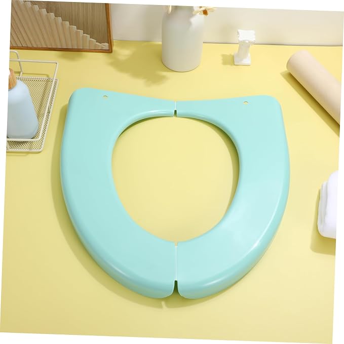 OUNONA 1Pc Folding Portable Potty Training Seat Cover Travel Friendly Toilet Cushion Pad for Home Use Fits Standard Toilets Green Color for Easy