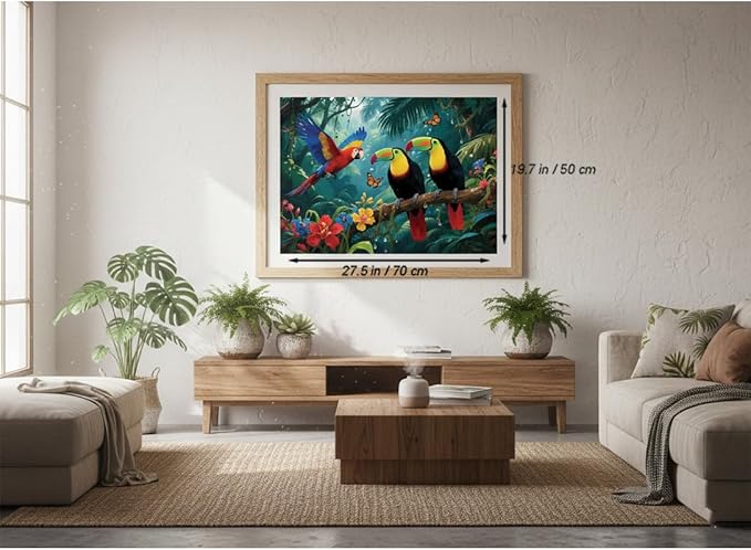 1000 Pieces Jigsaw Puzzles for Adults, Magic Series - Premium Fantasy Art & Seamless Interlock, Challenging Brain Teaser, Large 28" x 20", Great Gift Idea & Home Decor（Rainforest Birds）