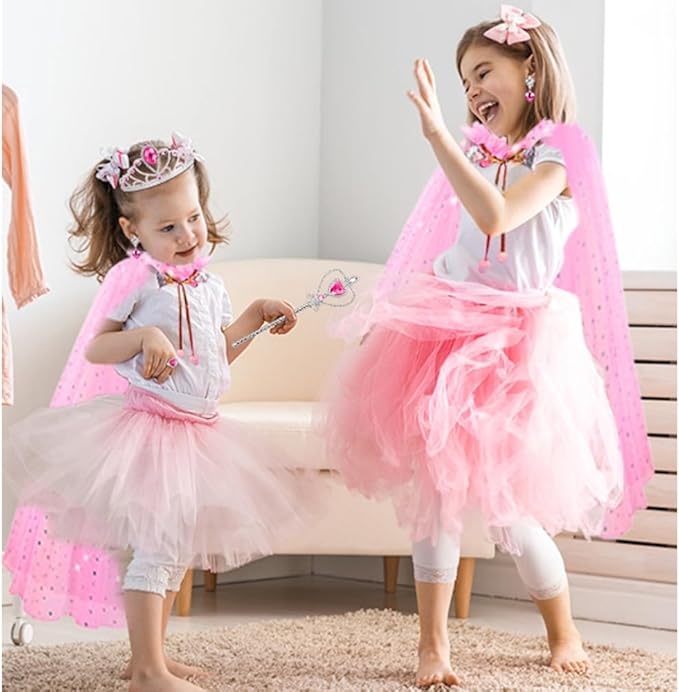 Heaning Princess Dress Up for Girls Costumes Accessories with Cape Christmas Birthday Gift Toys for 3-6 Year old Girl