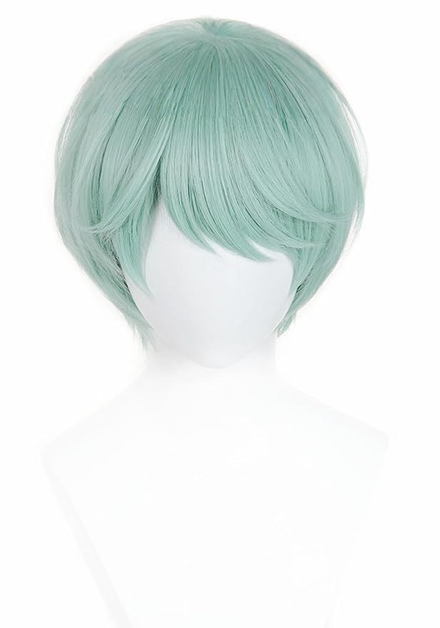 Anime Cosplay Wig Light Green Men's Short Wig Halloween Party Costume Wigs