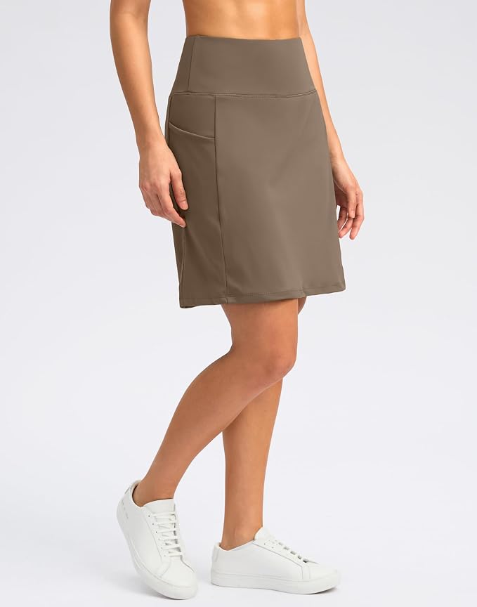 Women's 18" Skorts with 4 Side Pockets High Waisted Long Golf Skirt | Soft, Lightweight, Stretch, Breathable, Mesh Built-in Shorts, Athletic, Tennis, Dressy, Casual