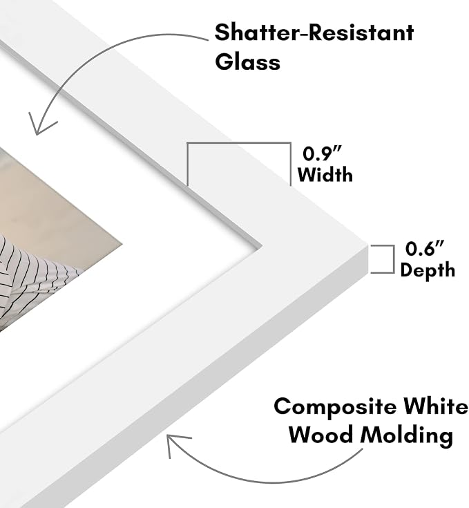 Americanflat 12x12 Picture Frame with Shatter-Resistant Glass - Use as 8x8 Frame with Mat or Display 12x12 Photo Without Mat - Signature Collection - Square Frames for Wall Display - White | Shatter-resistant glass, sawtooth hangers included, fits phot...