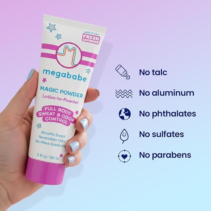 Megababe Magic Powder, Sweat & Odor Absorbing, Talc-Free, 3 fl oz