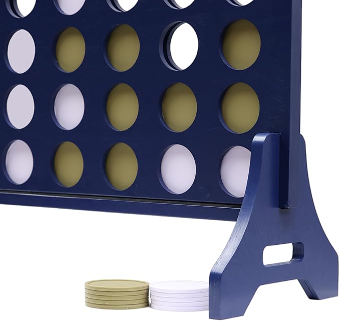 Tailgating Pros Premium Navy Giant Four in a Row with Carrying Case - Jumbo Oversized Outdoor Yard Game - Connect Multiple Pucks in a Row to Win - Many Puck Colors Available!