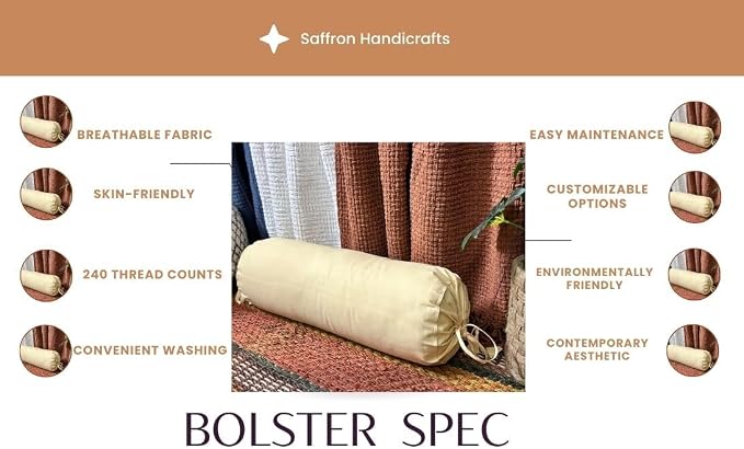 Cylindrical Pillow Bolster Cover Cervical Neck Roll Cotton Pillowcase with Drawstring Closure Neck Cushion Cover 6" x 18" (15 x 45 cm) Baby Pink
