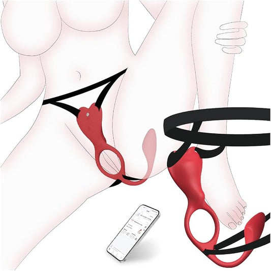 Adult Sex Toys Wearable Panty Vibrator,Female Sex Toy with 9 Vibration Modes,Vibrating Penis Ring Clitoral Stimulator,Couple Sex Toy with APP Remote Control Vibrators for Women Men Sexual (Vermilion)
