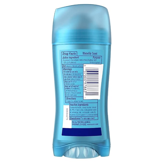 Secret Invisible Solid Antiperspirant and Deodorant, Waterlily Scent, 2.6 oz (Pack of 2)