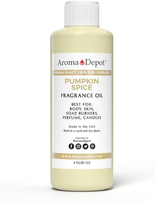 Aroma Depot 2oz Pumpkin Spice Perfume Oil for Making, Body Oil, Soap, Candle Making & Incense. Our Version is a Premium Quality Undiluted & Alcohol Free