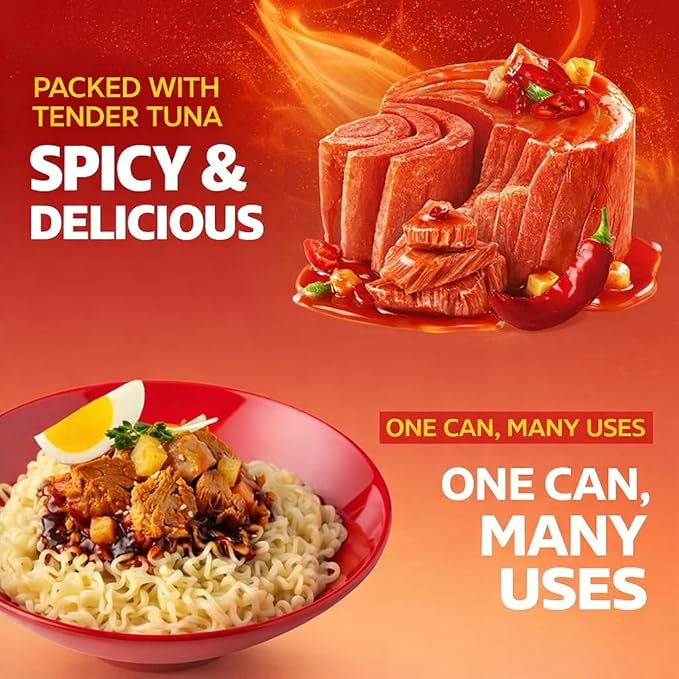 Double Hot Pepper Tuna, Korean Spicy Canned Tuna with Chili Pepper Sauce, High Protein Seafood, 4.76 oz (135g) Cans, 4 Pack (Dongwon)