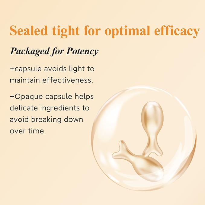 HKH Vitamin C Super Serum for Face - Anti Aging Skincare Vitamin E Facial Serum Capsules with Niacinamide - Vit C Serum Oil for Women - Moisturise & Even Skin Tone - Travel Friendly (38 Capsules)