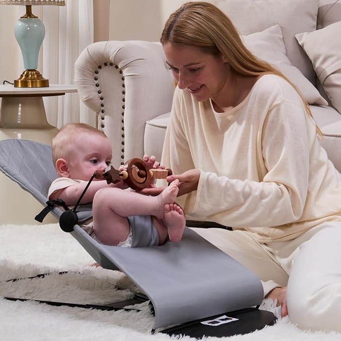 Toy Bar Compatible with Baby Bjorn Bouncer Toy Bar for Baby Bouncer, Durable Wooden Baby Bouncer Toy Bar Attachment, Rotatable Baby Sensory Toy (Natural Wood Colors)