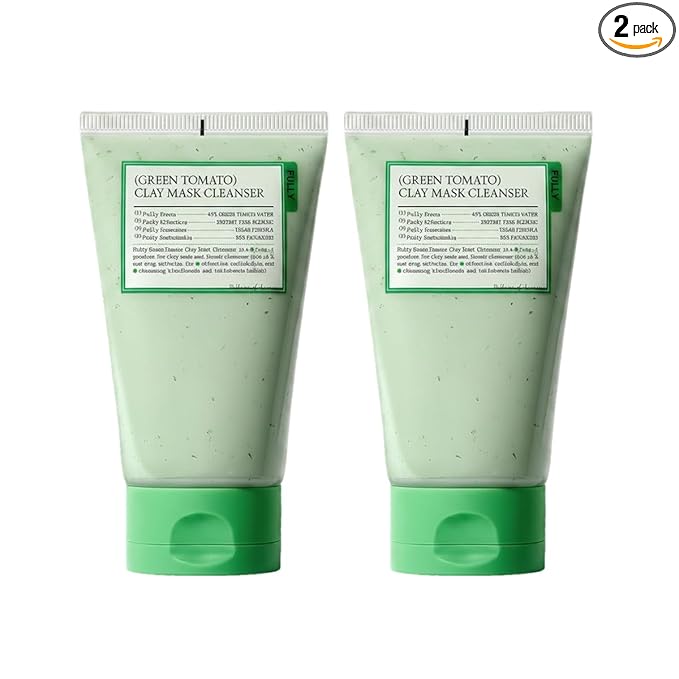 FULLY Green Tomato Pore Cleanser, Cardi B’s Clay Mask Cleanser for Deep Pore Cleanse & Pore Minimizer, Blackhead & Sebum Control, Gentle Face Wash for Women, Korean Skincare (Pack of 2)