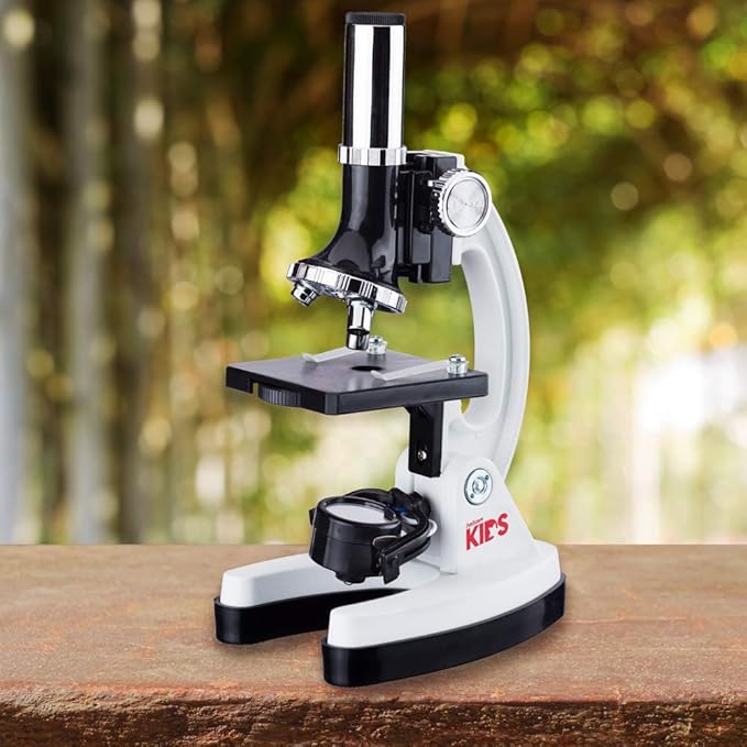 AmScope M30 Series 52-Piece STEM Microscope Kit for Kids - Monocular, Portable Compound Microscope for Kids - Includes The World of The Microscope, Petri Dish, Slides & More - White