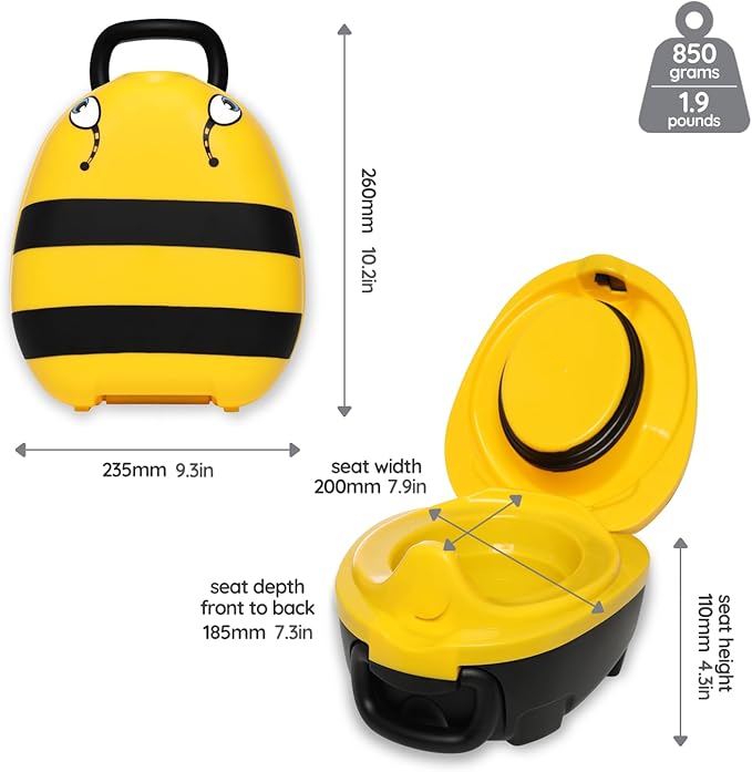 My Carry Potty - Bumble Bee Travel Potty, Award-Winning Portable Toddler Toilet Seat for Kids to Take Everywhere
