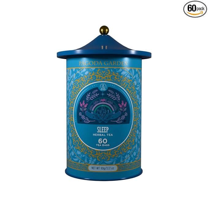 Life Plus Style Gourmet Pagoda Garden Sleep Herbal Tea Caffeine Free Peppermint Tea Chamomile Fennel Tulsi Hot or Iced Floral Blend Natural Delicious moonbrew 60 Tea Bags