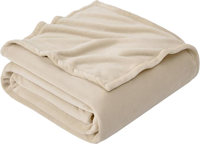 Hansleep Twin Taupe Fleece Blanket, Soft Flannel Bed Blanket | Fuzzy Cozy Blanket 60x80 Inches, Multi-use for Bed, Sofa, Couch, Travel, Camping, All Season Warm Lightweight Cover