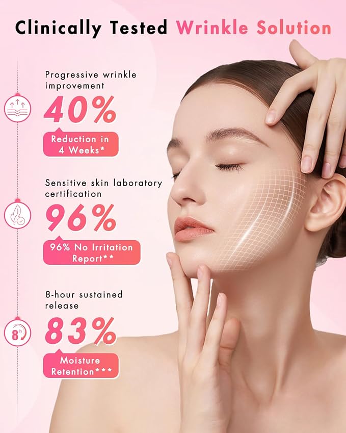 UKVOA Forehead Wrinkle Patches & Smile Line Patches, Overnight Facial Wrinkle Treatment with Hyaluronic Acid, Aloe, Collagen & Vitamin E to Lift Smile Lines for Women 36pcs with Neck Firming Cream