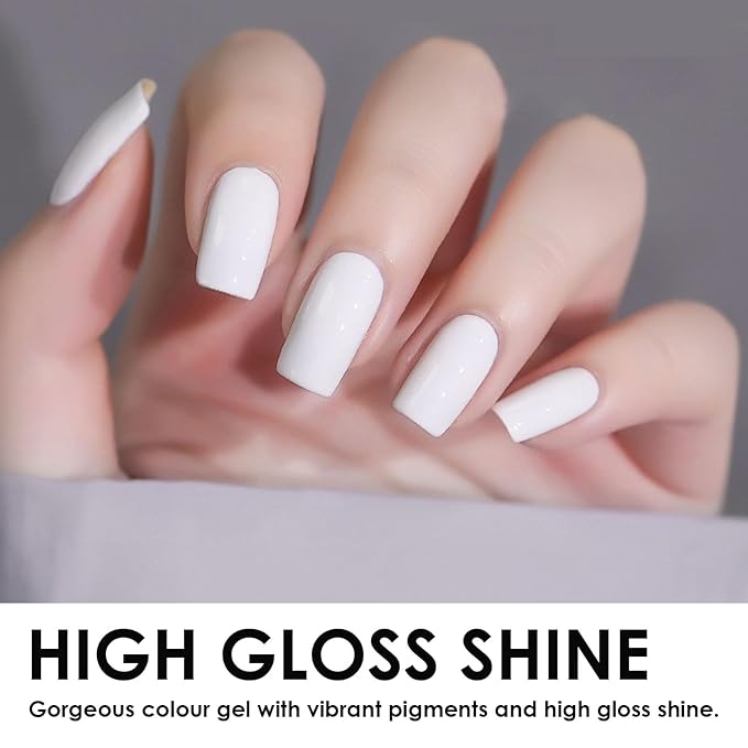 NovaCharm White Fingernail Polish - Milky White Nail Polish - Chip Resistant Long Lasting Nail Varnish - Air Dry Quick Dry Nail Gel - Nail Lacquer Nail Art Polish for Manicure DIY