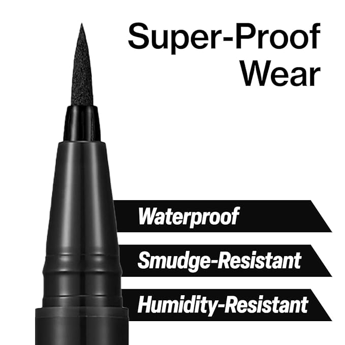CLIO Superproof Pen Liquid Eyeliner, Ultra Precision Sponge Tip, One Stroke High Pigment Color, Waterproof Smudge Proof Long Wear, Fast Dry Formula, Sharp Wing Tightline Definition (001 Black)