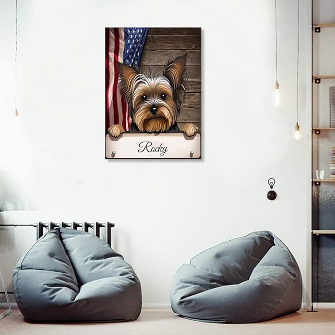 Custom Wooden Jigsaw Puzzles with Your Dog's Name on Yorkshire Terrier Art Print - 300 500 1000PCS Puzzles Game and Home Wall Decor