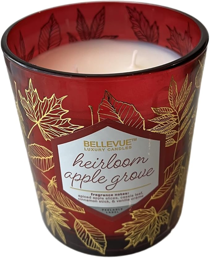 Bellevue Luxury Candles, 12 OZ Fragranced Candle, Soy Blend Wax, Essential Oils, Long-Lasting Burn, Home Fragrances, Aromatherapy Home Scented Candles Scent Heirloom APPLEGROVE