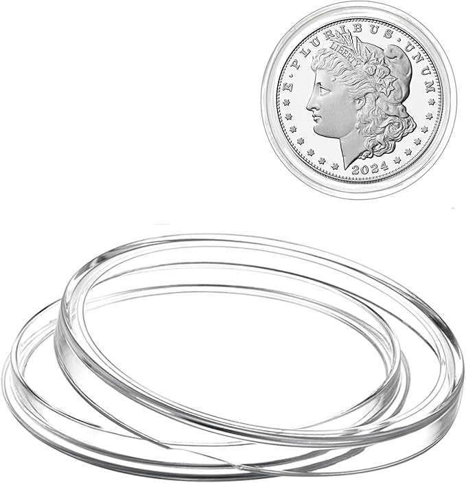 MUDOR Silver Dollar Coin Holders for Morgan, Peace, 100 Pack Coin Storage Cases for Collectors, Plastic Coin Collection Protectors Capsules