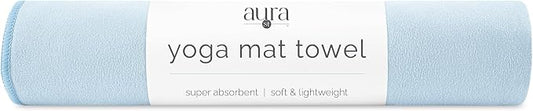S&T INC. Aura Yoga Mat Towel, Quick Dry Towel, Soft and Absorbent for Gym, Pilates, and Hot Yoga Mat, 1 Pack, 26.5 inches x 72 inches, Microfiber, Blue