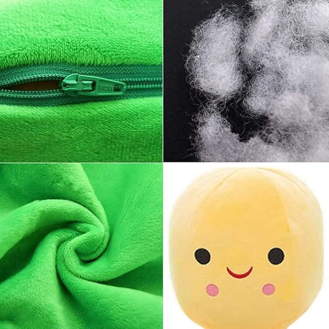 Giant Peas in A Pod Plush Toy Pea Pod Pillow Cute Pea Stuffed Toys Plant Doll Various Sizes (Yellow Beans,27.5''/70cm)