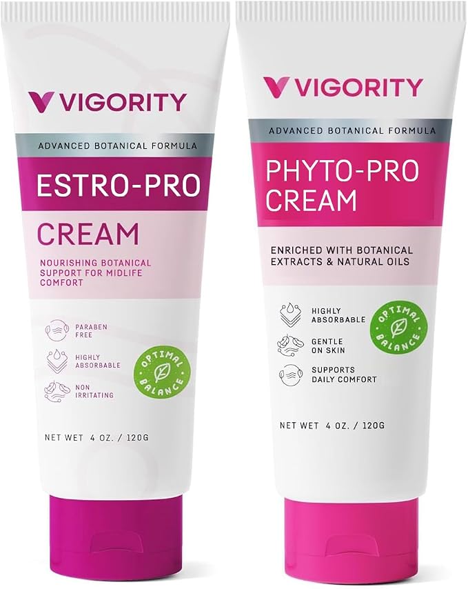 Vigority Women's Botanical Care Duo - Estro-Pro & Phyto-Pro Cream Set for Midlife Skin Comfort, Hydration & Daily Nourishing Support - Gentle, Plant-Based, Non-Irritating Formulas