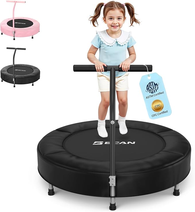BCAN SP1 36'' Toddler Trampoline, ASTM Certified - Kids Trampoline for Ages 1-6, Foam Handle & Safe Thickened Cover, Mini Trampolines for Kids Indoor, Easy to Assemble| FED Fitness