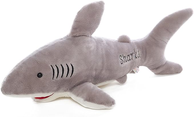 Stuffed Shark Animal Plush Toy 16 Inch Long Great White Animal Stuffed Plushies Super Soft Cute Cuddly Pillow Cushion Stuff Dolls Gifts for Children Kids Boys Girls Room Decor Bedtime, 16Inches