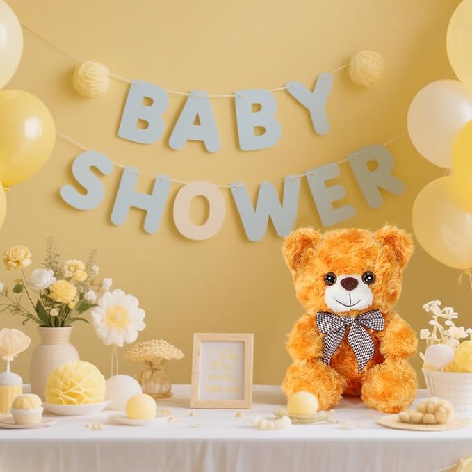 Teddy Bear Stuffed Animal, Bright Yellow Bear Plush Toy for Boys Girls Kids 3+, 8″ Soft Bear Gifts for Preschool Toddlers, Teddy Bear Baby Shower Decorations, Birthday Xmas Gift