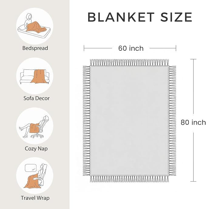 LUTBM Boho Throw Blanket for Bed 60"x80", 100% Cotton Cozy Couch Blankets | Reversible Floral Jacquard, All-Season Quilt, For Chair Sofa Living Room, Lightweight & Breathable Gauze, Vintage Home Decor