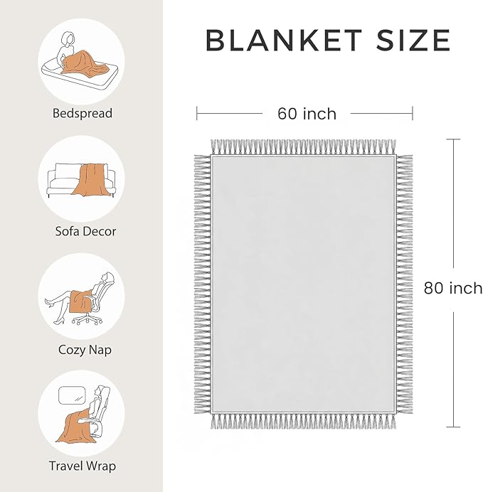 LUTBM Boho Throw Blanket for Bed 60"x80", 100% Cotton Cozy Couch Blankets | Reversible Floral Birds Jacquard Summer Quilt, All-Season, For Chair Sofa Living Room, Lightweight Breathable, Home Decor
