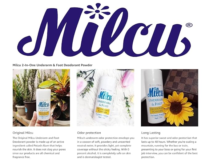 Underarm & Foot Deodorant Powder 80 grams Large Size by Milcu