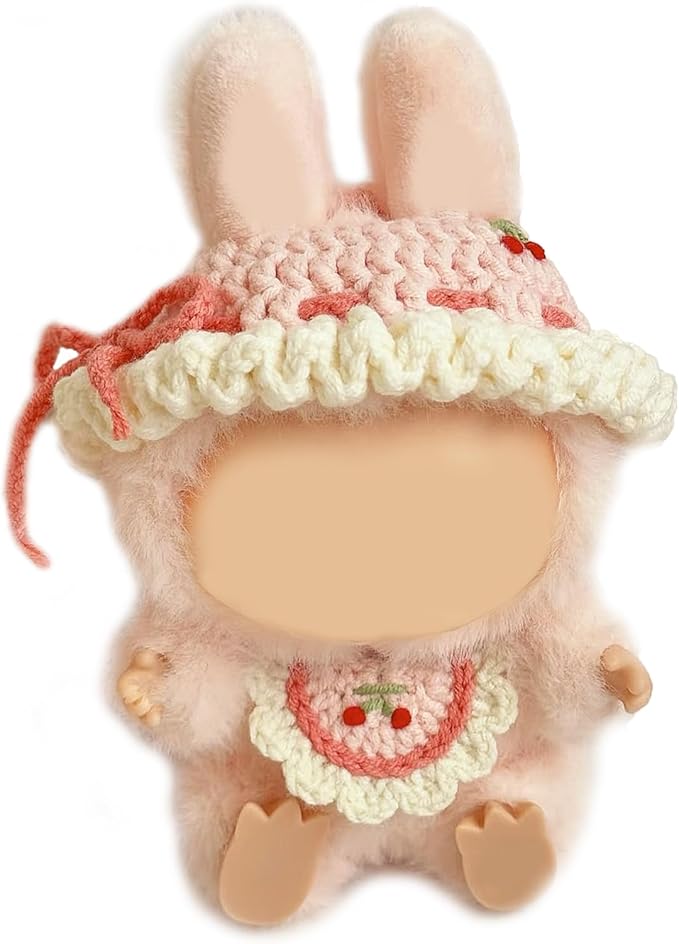 Clothes for Doll, 15/17cm Doll Clothes Set Suitable for Dolls Accessories - Hat + Bib (NO Doll),Cherry