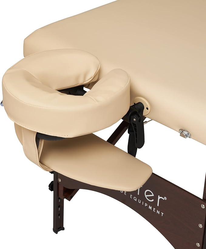 Master Massage 28" Argo Portable Massage Table with Extra Music Master Crescent Round High Fidelity Sound Face Cradle Cushion - Cream