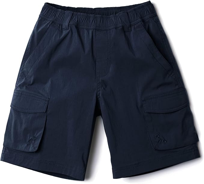 CQR Kids Youth Pull on Cargo Shorts, Outdoor Camping Hiking Shorts, Lightweight Elastic Waist Athletic Short with Pockets