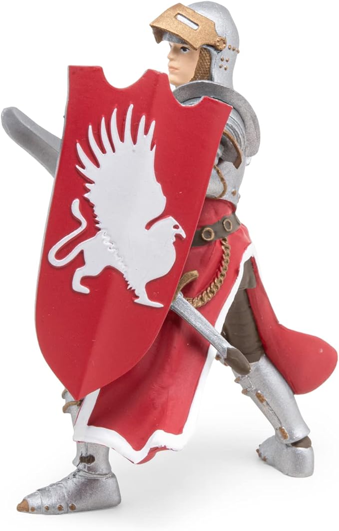 Papo - Griffon Knight Figure - Medieval Fantasy Warrior Toy for Kids Age 3+ - Hand Painted Elite Royal Guard with Armor and Shield - 7 x 5 x 8.5 cm - Durable Plastic Toy - Fantasy Collection - 39956