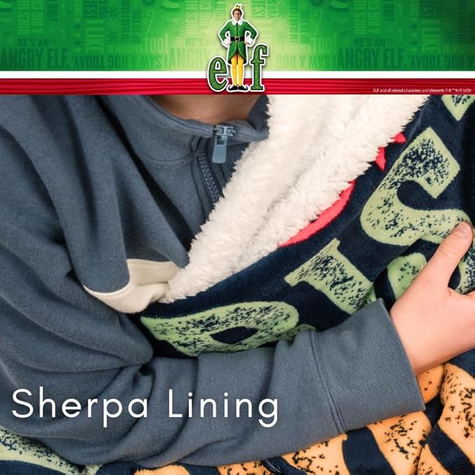 Elf The Movie Holiday Christmas Bedding Soft Plush Sherpa Blanket Throw, 46 in x 60 in, (Officially Licensed Product) by Franco