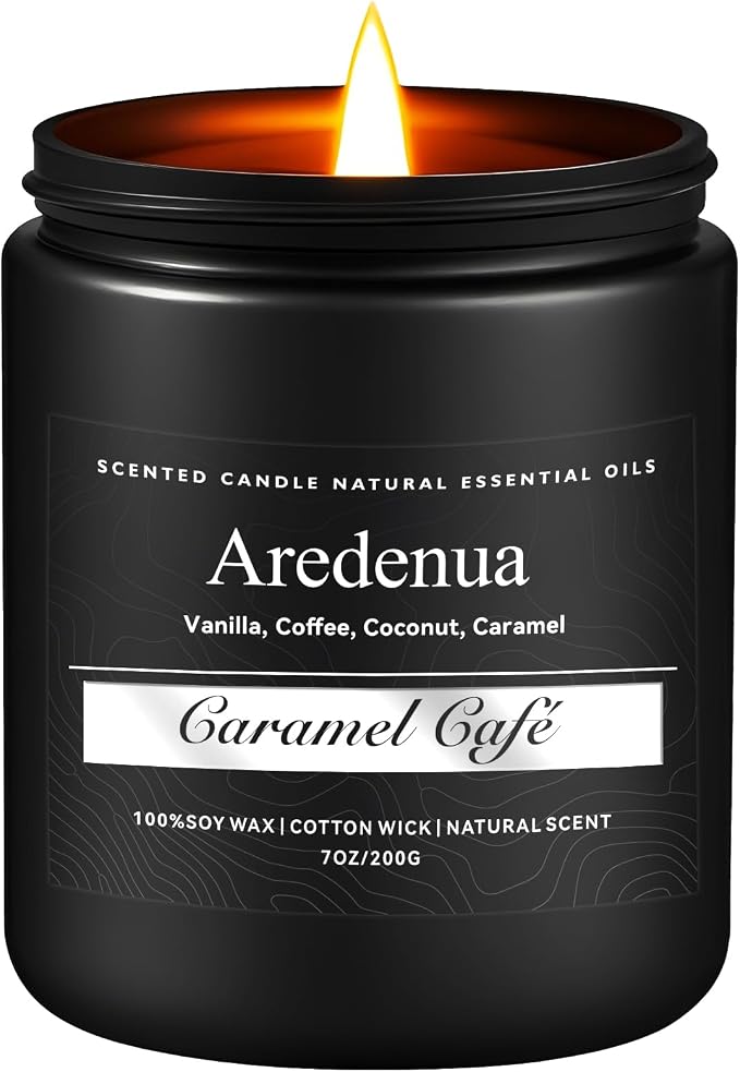 Caramel Coffee Candle | Men Scented Candles for Home, Cafe Candles Gifts for Women Men - 7oz Soy Candle for Home Scented - Aromatherapy Gifts for Men - 50 Hours Long Burning